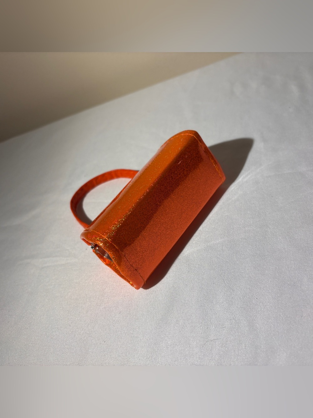 Orange Glitter Mini Bag - Top Handle Women's Bag - Micro Bag - Coin Purse - Picture 7 of 8